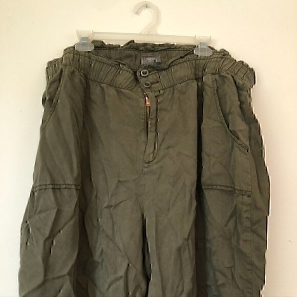 TORRID Plus Size Olive Green High Waisted Rise Paper Bag Cropped Ankle Pants 22 - Picture 3 of 11